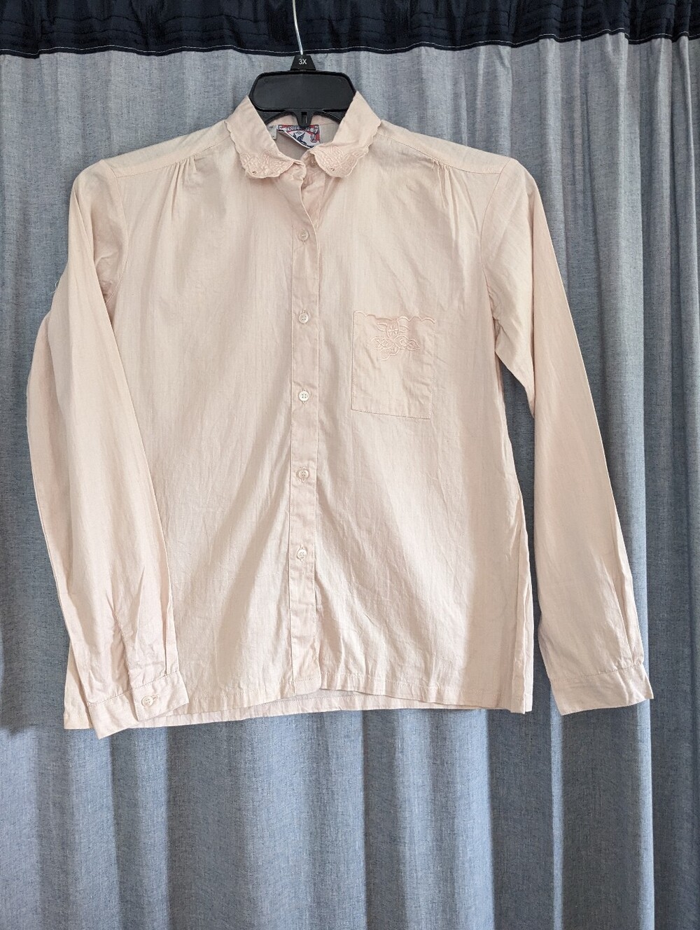 True Blue Blouse Top Women's L Embroidered Pink Vintage Fairy Cottagecore Cotton